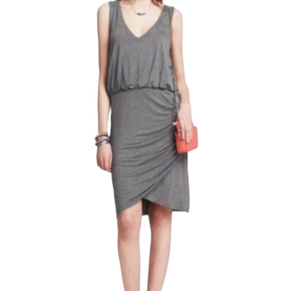 Banana Republic Grey Knit Tank Dress with Ruched Tulip Skirt XL